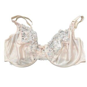 Blanche #3407 Lace & Satin Underwire Bra 34/35D Pastel Pink Vintage